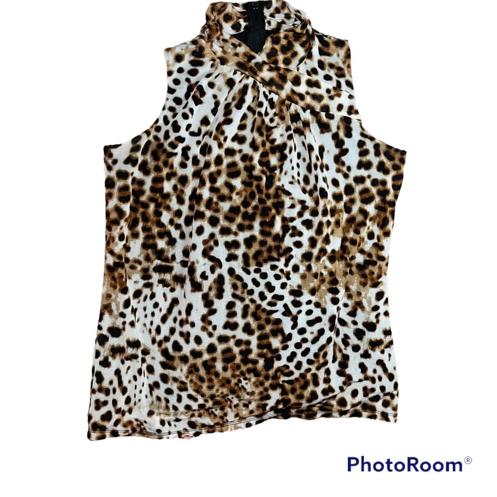 Worthington animal print sleeveless blouse